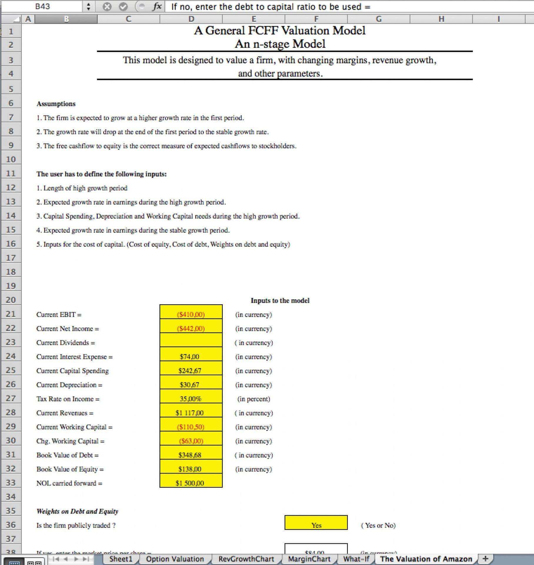 Generalized Free Cash Flow For The Firm Fcff Excel Model 0338