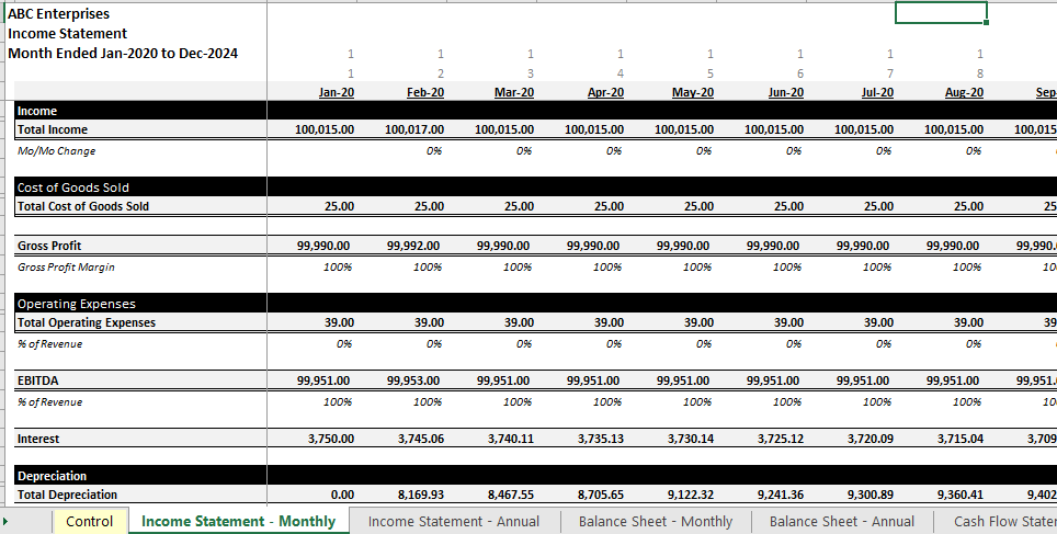 Startup 3-Statement Financial Model - General Use - Excel