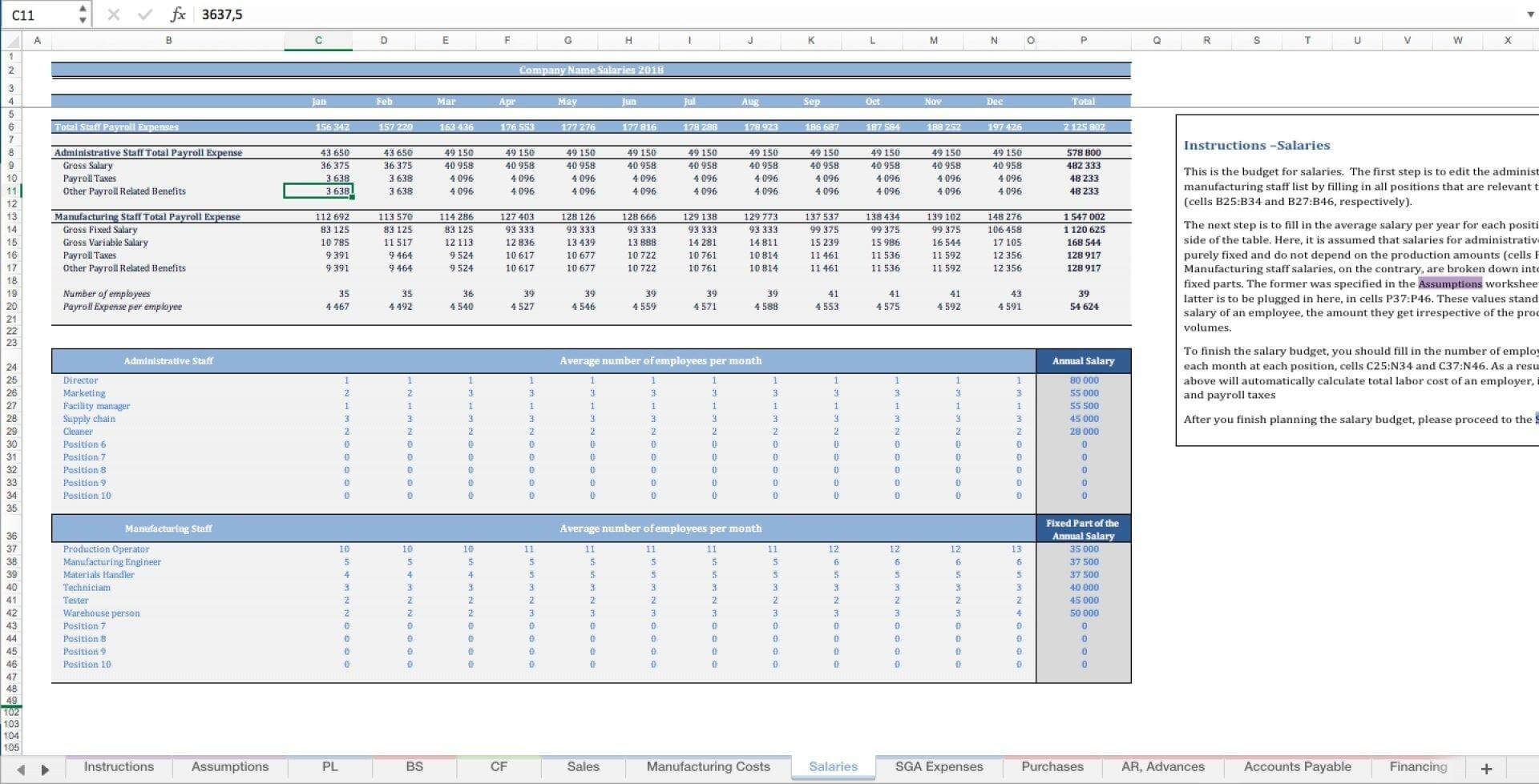 Manufacturing Company Budget Template - Templarket.com