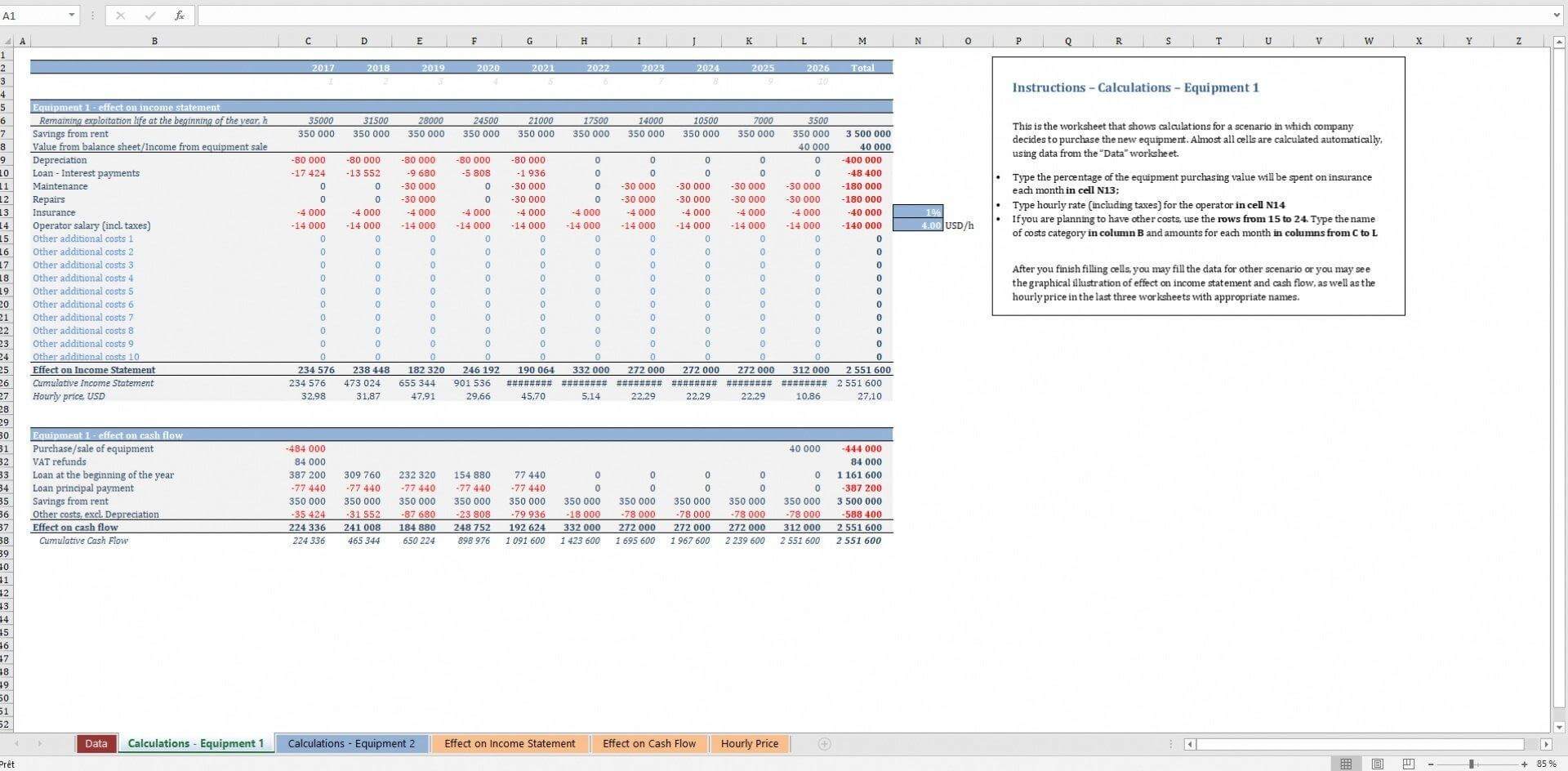 Manufacturing Equipment Investment Excel Calculator - Templarket.com