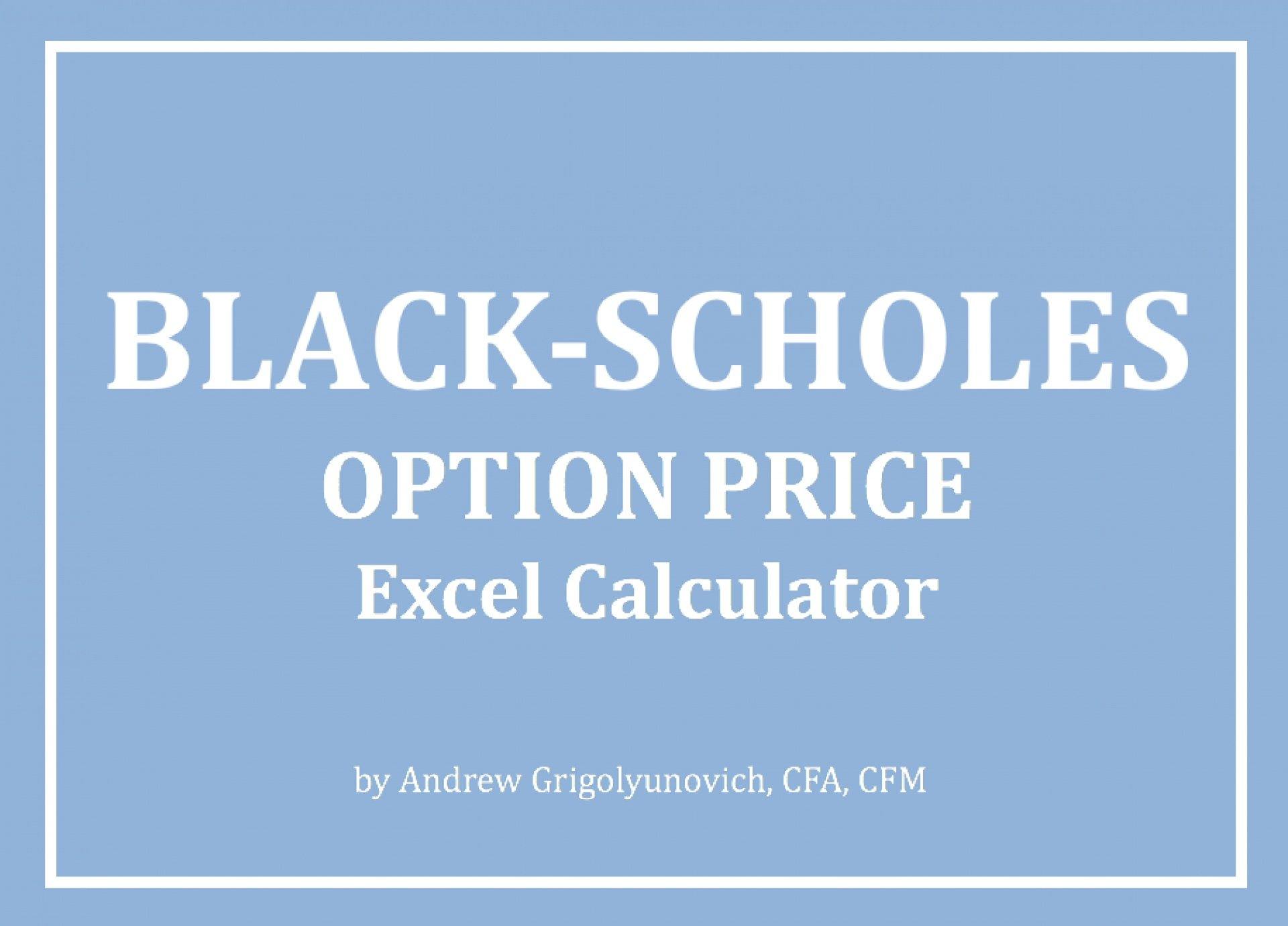 BlackScholes Option Price Excel Calculator