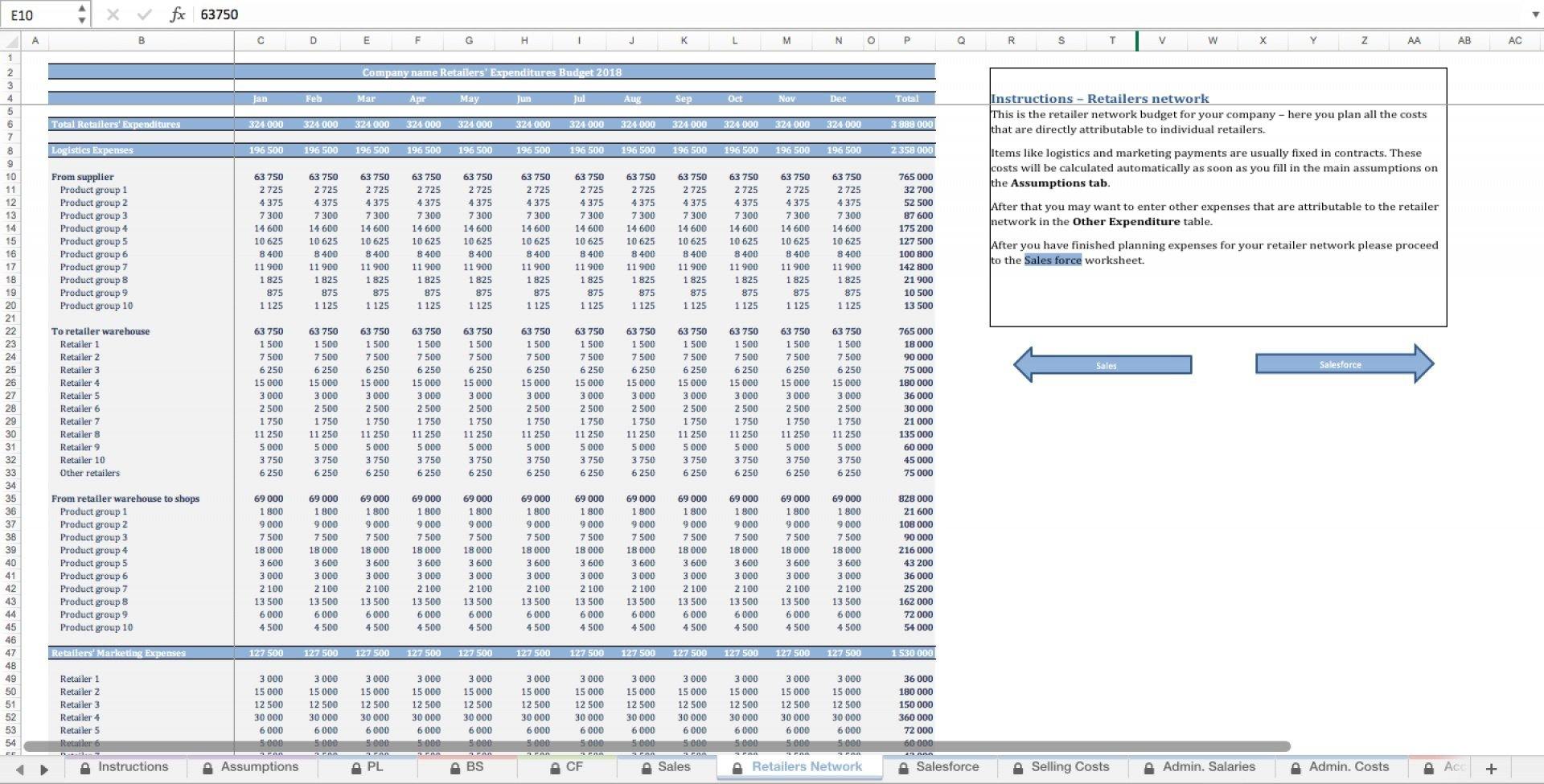 Wholesale Budgeting Excel Template - Templarket.com