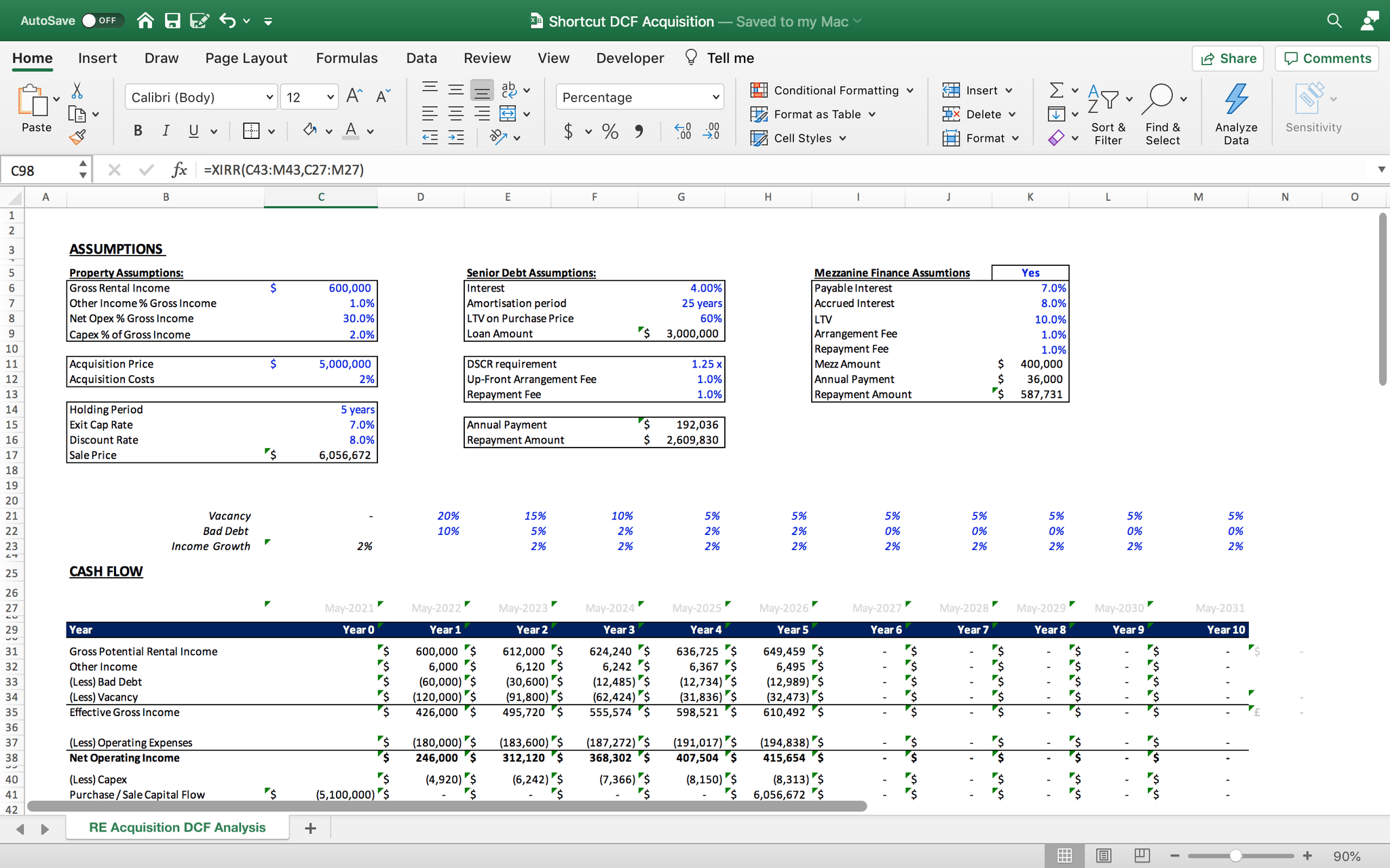 Real Estate Acquisition DCF Valuation - Templarket.com