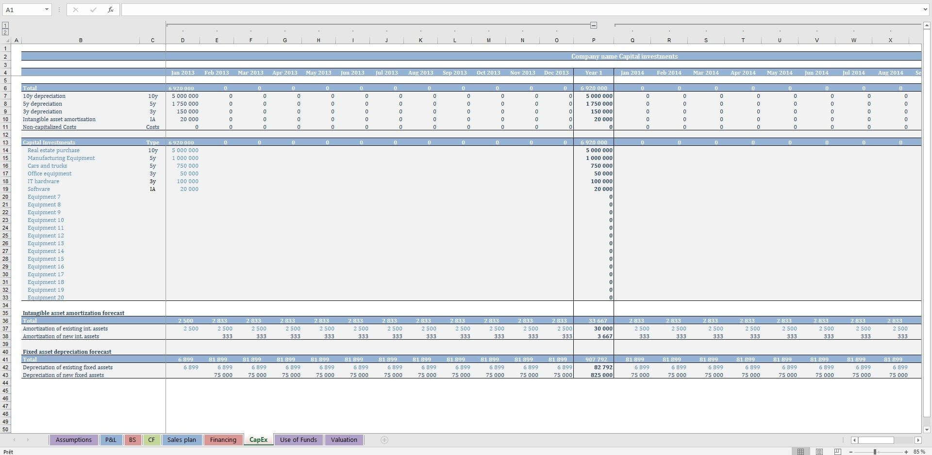 Free Cash Flow Valuation Excel Template - Templarket.com