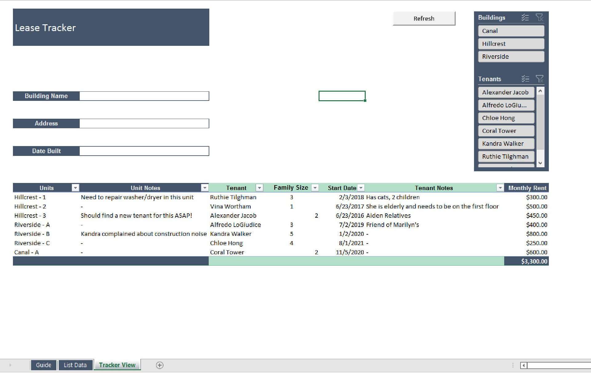 Lease Tracker Excel Template