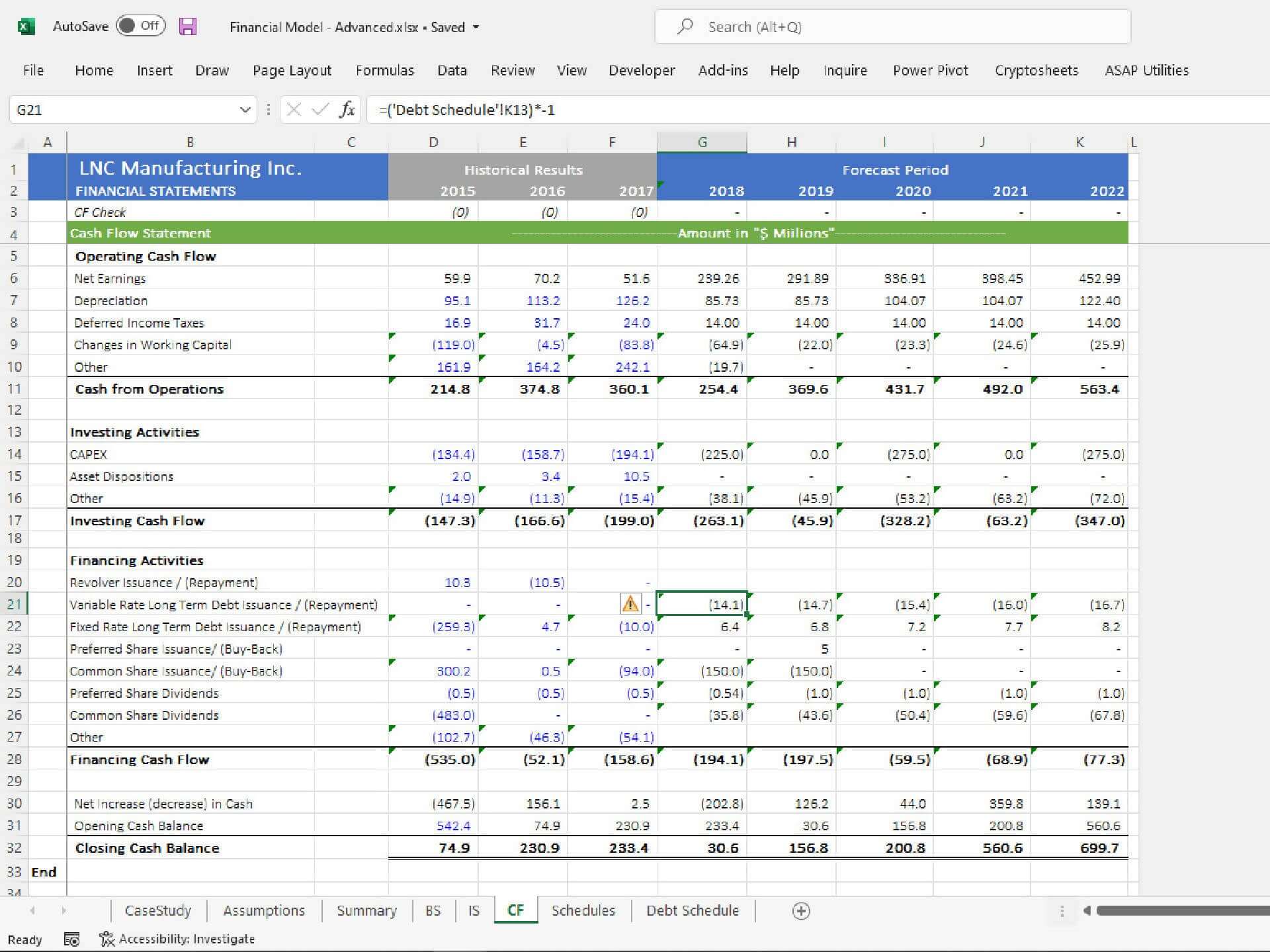 3 Statement Financial Model - Advanced In Excel