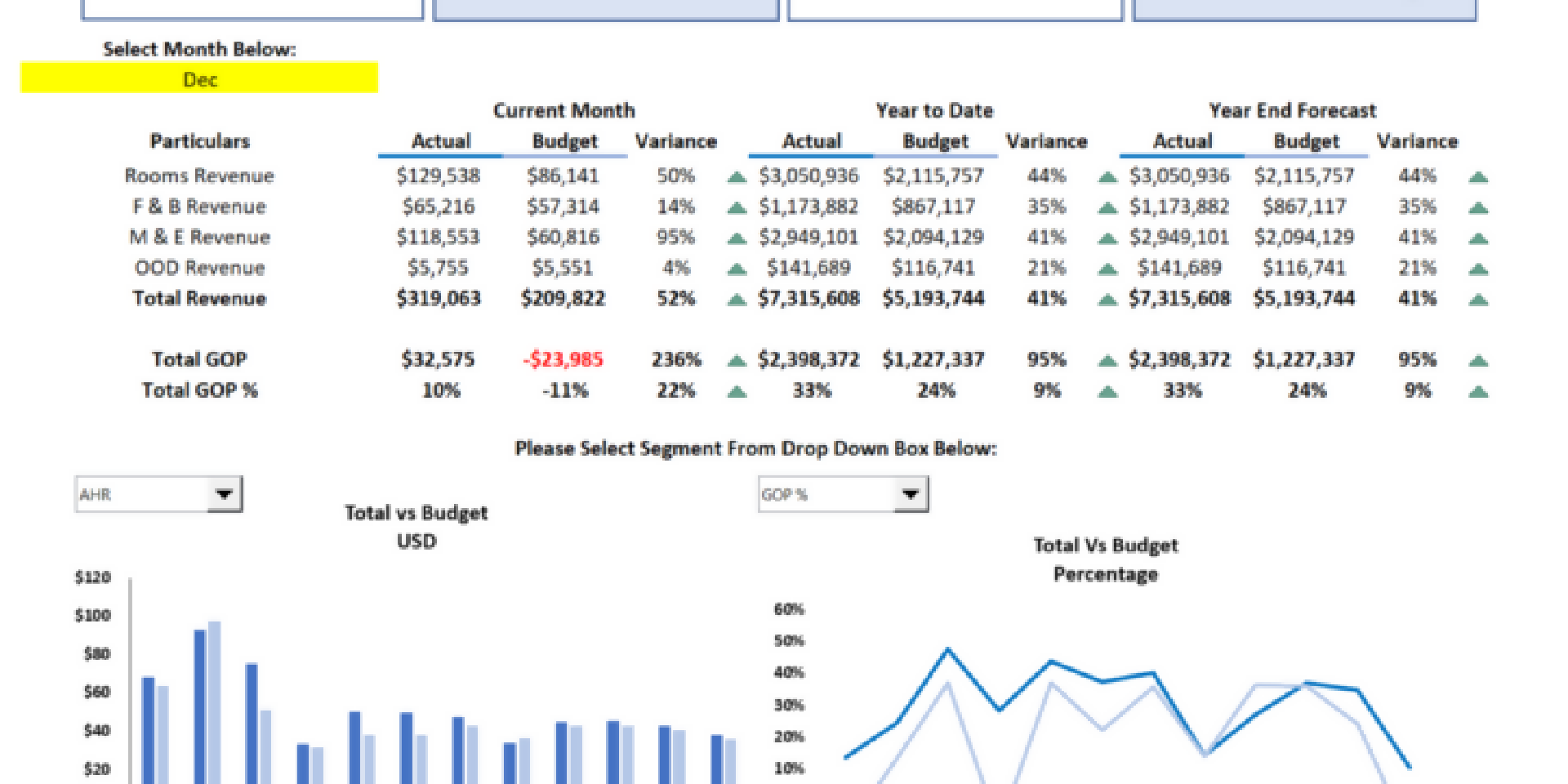 Interactive Hotel Profit & Loss Financial Dashboard